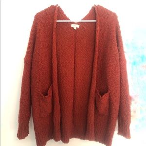 Burnt Orange Cozy Cardigan Pockets